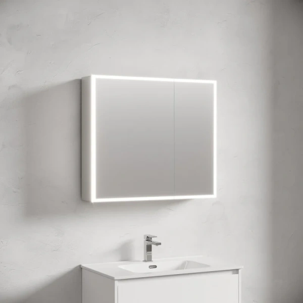 Зеркальный шкаф с подсветкой Sancos Evoke 80 см серый, навесные - фото 5