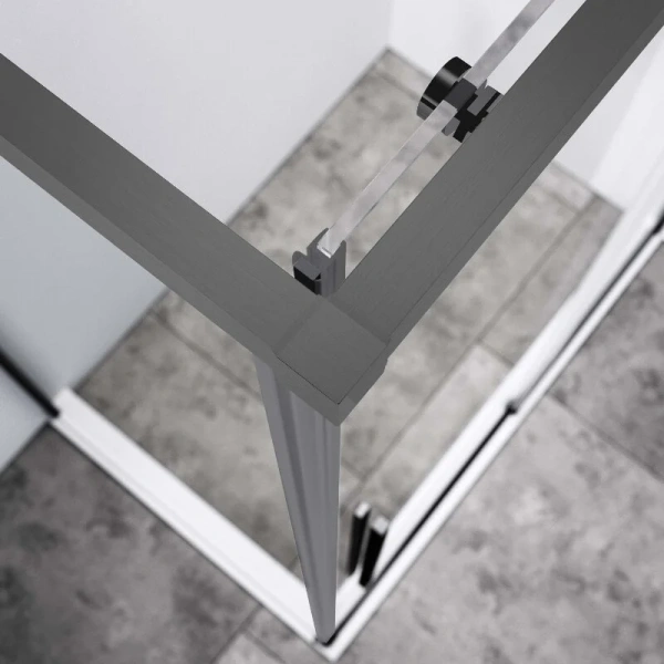 Душевой уголок Vincea Slim-N 110х80 см профиль вороненая сталь, стеклянные, угловые, без поддона - фото 5