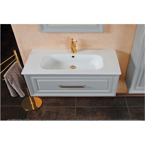 Тумба под раковину, цвет серый шелк матовый, фурнитура золото, La Beaute Cornelia index_1 - фото 3