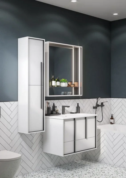 Тумба под раковину подвесная Акватон Ривьера 80 см белая матовая, подвесная, пристенная - фото 4