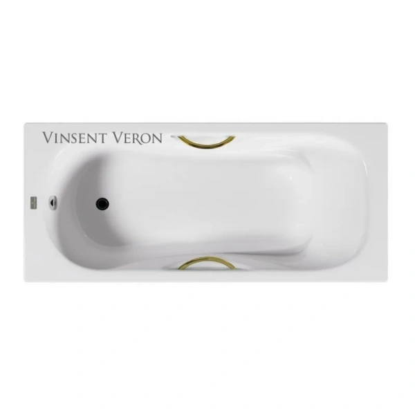 Чугунная ванна Vinsent Veron Aura VAU1808045H/VH0015GD, 180 x 80 см, ручки золото, цвет белый - фото 3