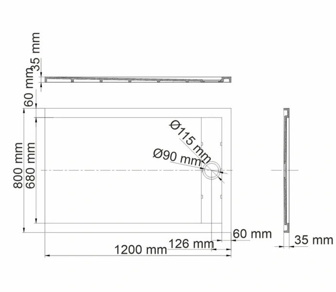 Душевой поддон WasserKRAFT Abens 120x80 см черный матовый - фото 2