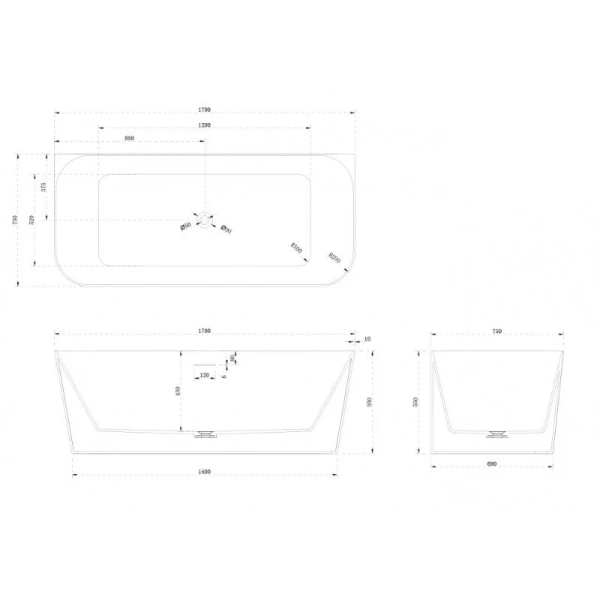 Ванна из искусственного камня Abber Stein 170х75 см белая матовая - фото 4