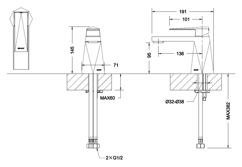 Смеситель для умывальника Bravat Iceberg F176110G - фото 2