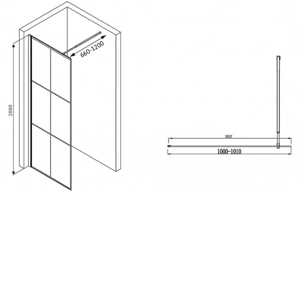 Душевая перегородка Abber Immer Offen 100 см стекло прозрачное с рисунком - фото 2