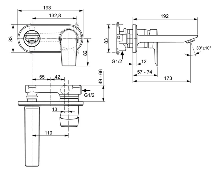 Смеситель для раковины Ideal Standard Tesi A6578 встраиваемый - фото 2