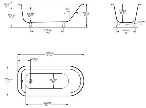 Ванна Victoria&Albert Hampshire HAM-N-SW, белая, 170 х 80 см - фото 4