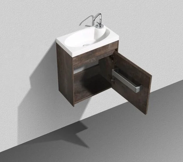 Тумба под раковину подвесная Belbagno Pietra Mini 46 см правосторонняя, stone, моноблок - фото 5