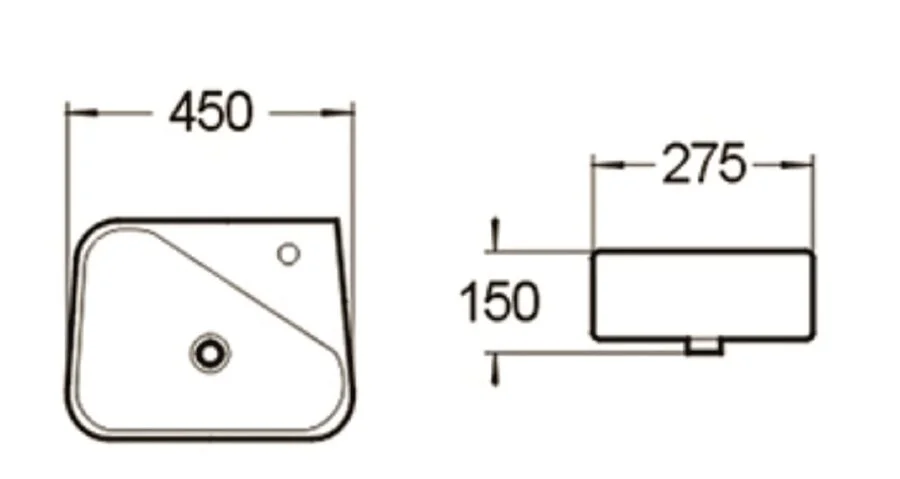 Раковина SantiLine 45 см левосторонняя - фото 2