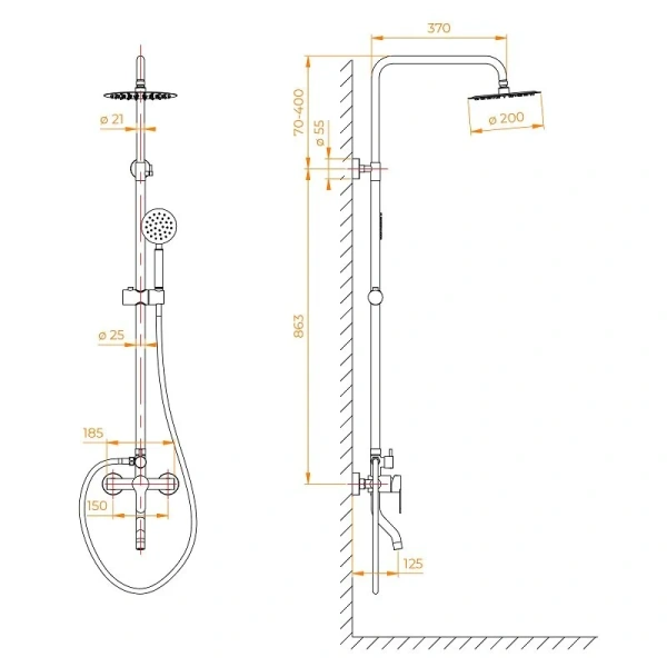 Душевая стойка RGW Shower Panels SP-24B черная - фото 2