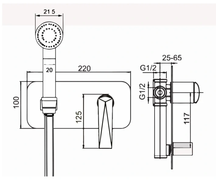 Гигиенический душ со смесителем Boheme Venturo встраиваемый - фото 3