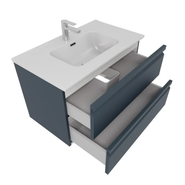 Тумба с раковиной подвесная Акватек Вега 80 см серый матовый, окрашенные - фото 9