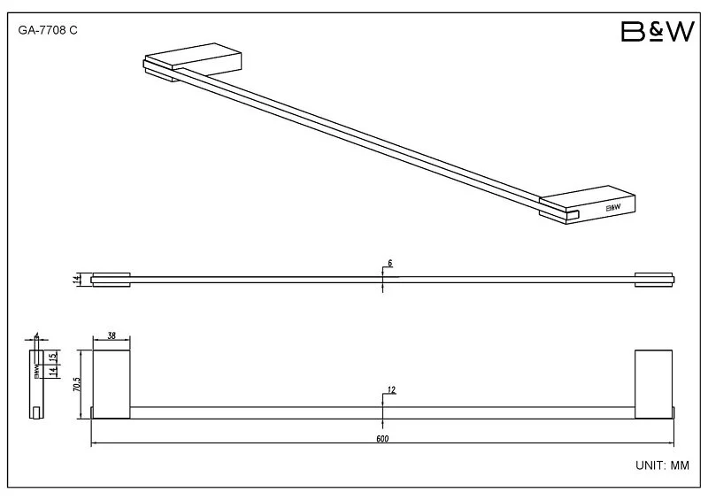 Набор аксессуаров для ванной Black&White Gravity хром, современные, hi-tech index_1 - фото 8