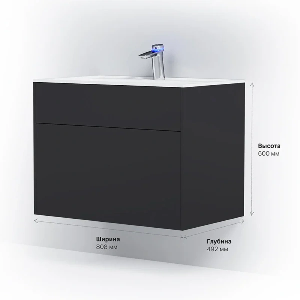 Тумба под раковину подвесная Am.Pm Inspire 2.0 80 см графит, подвесная, пристенная - фото 4