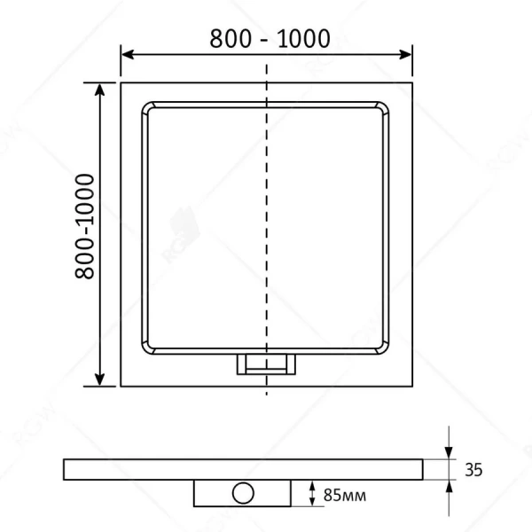 Душевой поддон RGW GWS-01 03150100 100x100 см из литьевого мрамора - фото 2