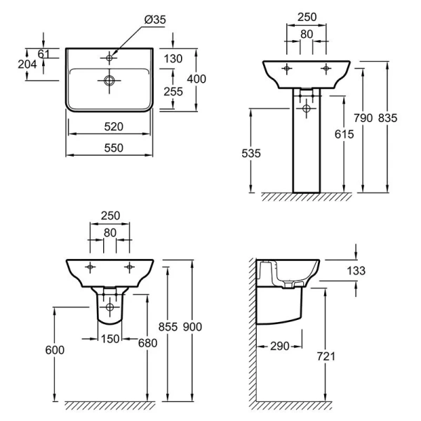 Раковина Jacob Delafon Struktura 55 см подвесная EGE112-00 - фото 2