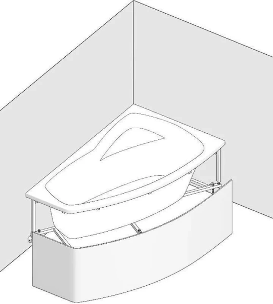 Ванна акриловая Bas Камея Pro, 170 х 105 см, с каркасом, левая/правая, цвет белый, В А0121/В А0122 - фото 1
