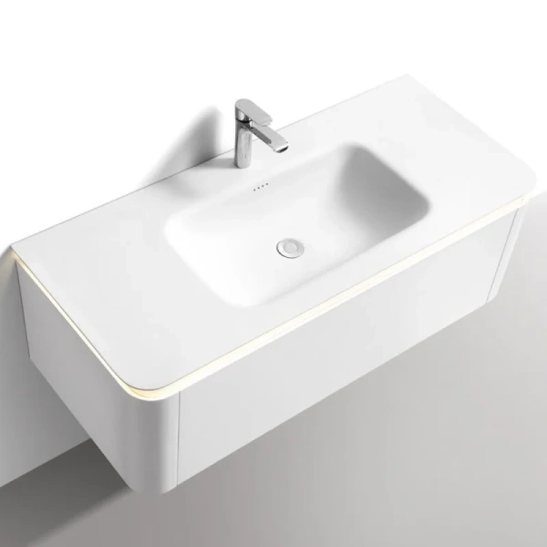 Тумба с раковиной подвесная Black&White Universe 120 см Milk white - фото 4