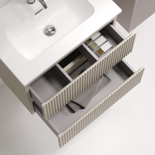 Тумба под раковину подвесная Sancos Snob R 60 см beige soft, современная, hi-tech - фото 3