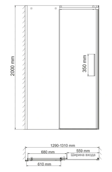 Душевая дверь WasserKRAFT Alme 130 см профиль хром - фото 2