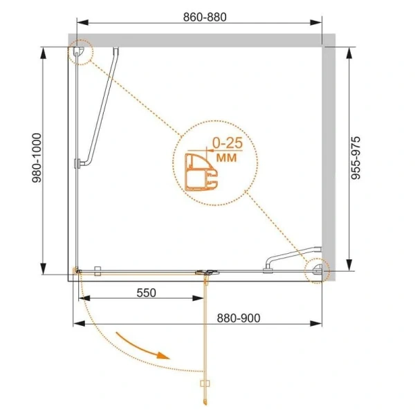 Душевой уголок Cezares Bergamo 90х100 см левый - фото 4