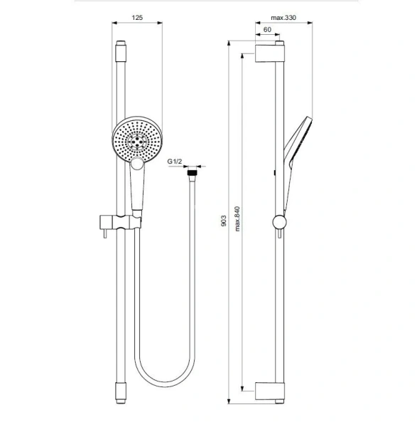 Душевой гарнитур Ideal Standard IdealRain Evo Jet хром со штангой - фото 2