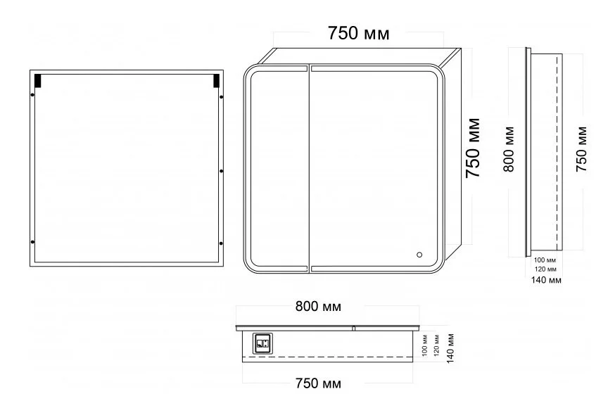 Зеркальный шкаф с подсветкой Grossman Адель 80 см белый, в наличии - фото 2