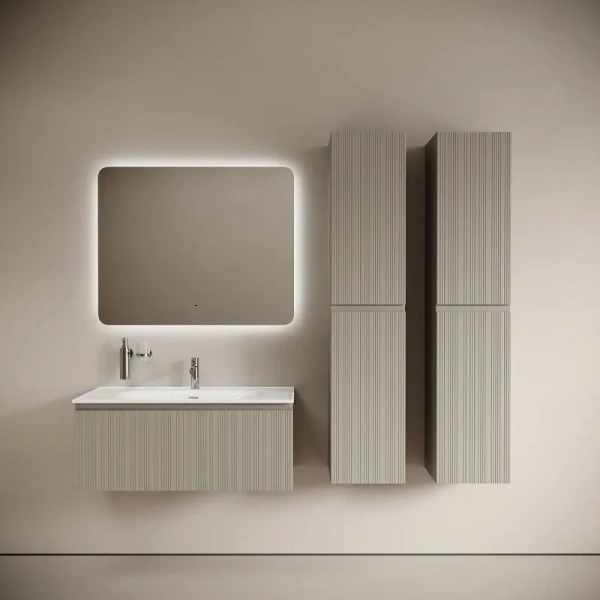 Тумба под раковину подвесная Sancos Code 100 см серая платина, подвесная, пристенная - фото 4