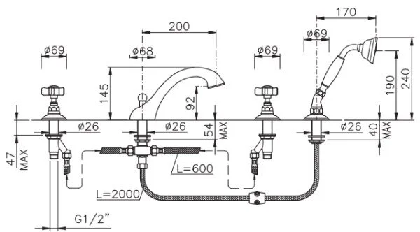 Смеситель для ванны Nicolazzi D.Anglaises 1404 - фото 4
