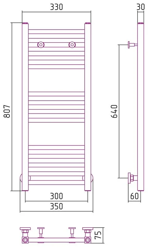 Полотенцесушитель водяной Сунержа Модус 30х80 см без покрытия - фото 2