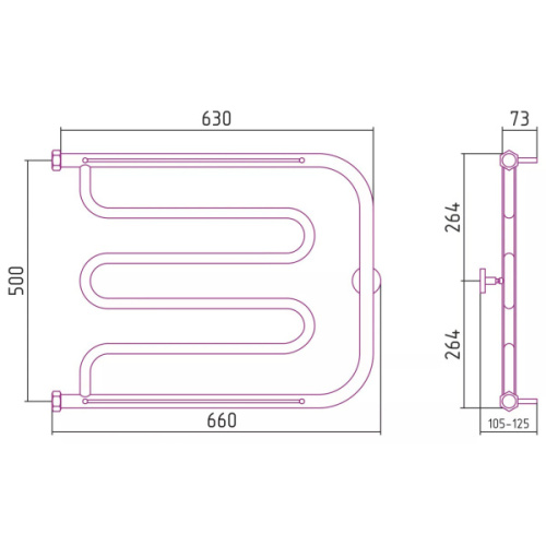 Полотенцесушитель водяной Сунержа Лира 65x50 см другие цветовые решения - фото 3
