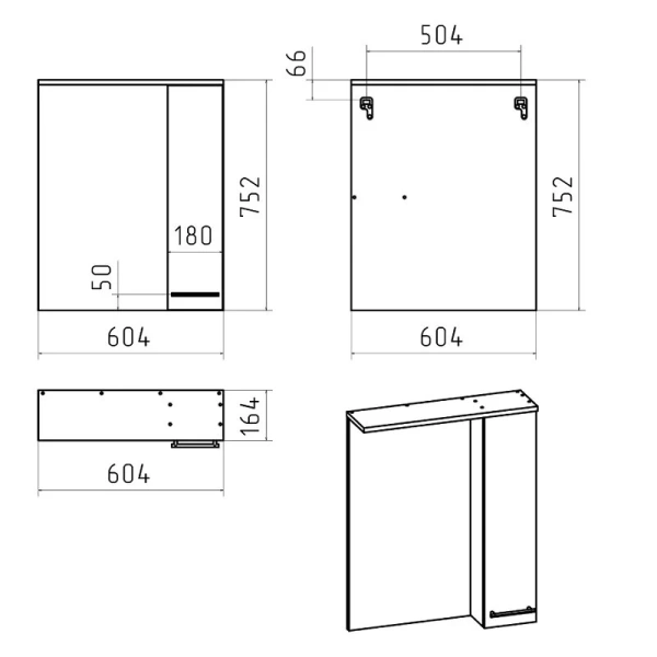 Зеркальный шкаф Misty Крафт 60 см левый, современные, hi-tech - фото 4