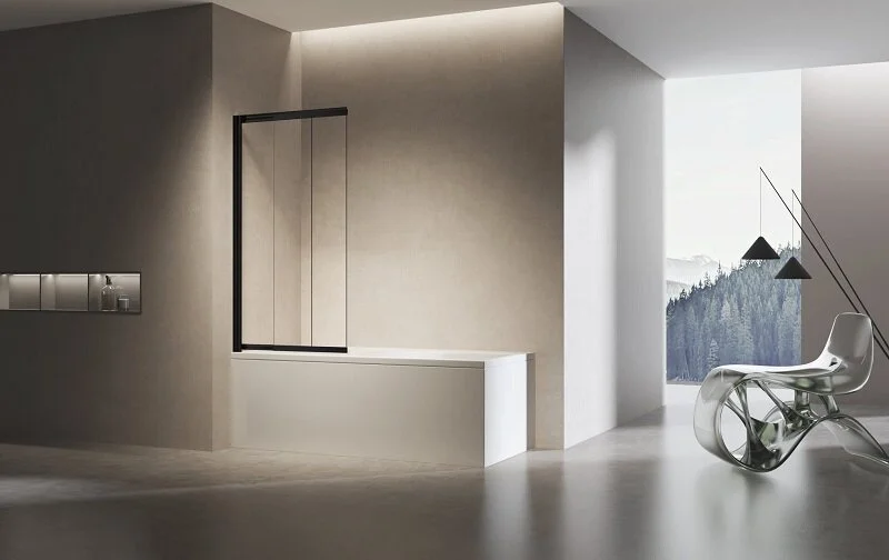 Шторка для ванны Vincea 90x140 см профиль черный правая, стеклянные - фото 5