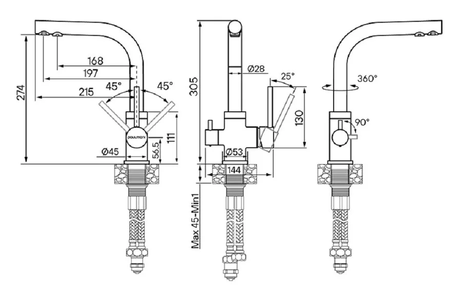 Смеситель для кухни Paulmark Essen белый, для кухни - фото 2