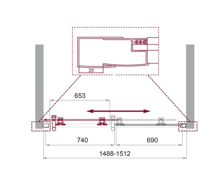 Душевая дверь в нишу BelBagno Uno 150 см рифленое стекло Punto - фото 2