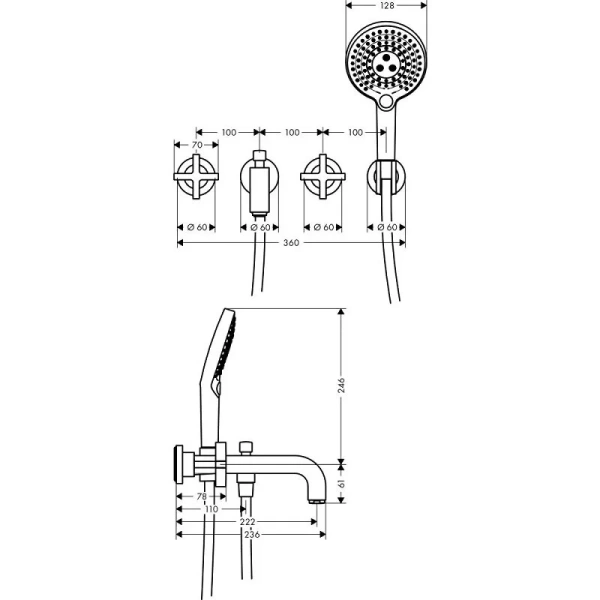 Смеситель для ванны Axor Citterio 39447000 - фото 2
