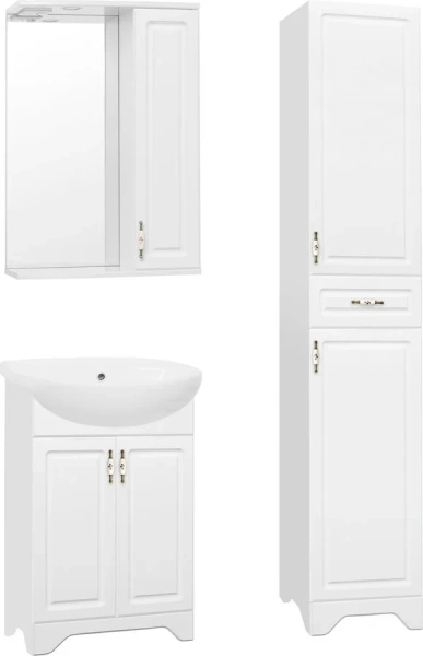 Зеркальный шкаф с подсветкой Style Line Олеандр-2 55 см белый, в наличии - фото 2