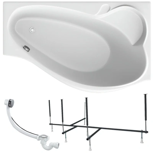 Ванна акриловая 1MarKa Gracia 01гр1710лкс2+/01гр1710пкс2+, 170 x 100 см, левая/правая, цвет белый index_1 - фото 10