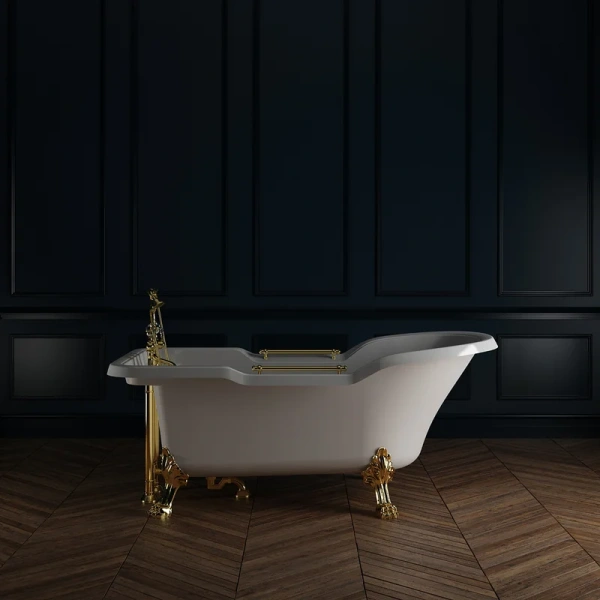 Ванна из искусственного камня Migliore Impero 180х87 см фурнитура золото - фото 4