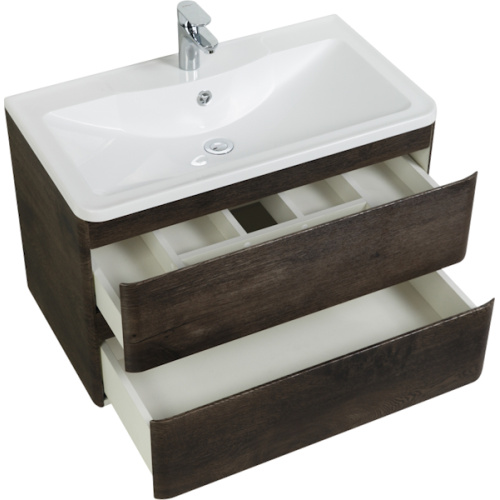 Тумба под раковину подвесная BelBagno Albano 80 см с двумя выкатными ящиками, nature grigio, 80 см - фото 6