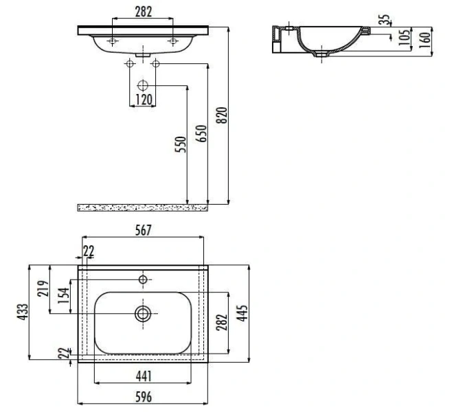 Раковина Creavit Ideal 60 см белая - фото 2