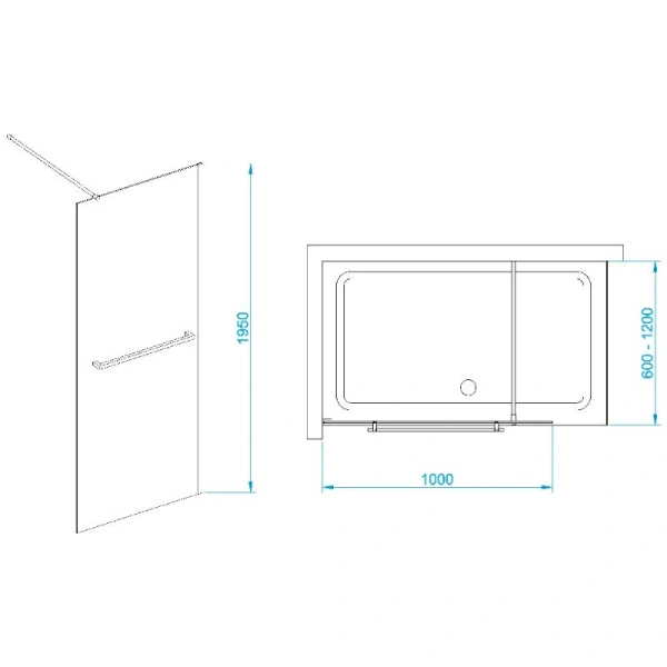 Душевая перегородка RGW Walk In WA-041B 100 см профиль черный - фото 2