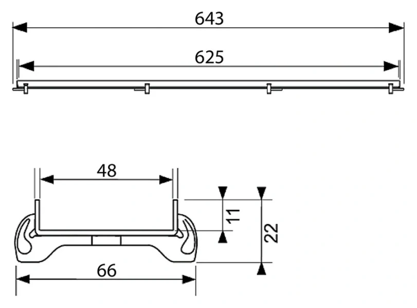 Основа для плитки Tece TECEdrainlinе 65 см нержавеющая сталь - фото 2