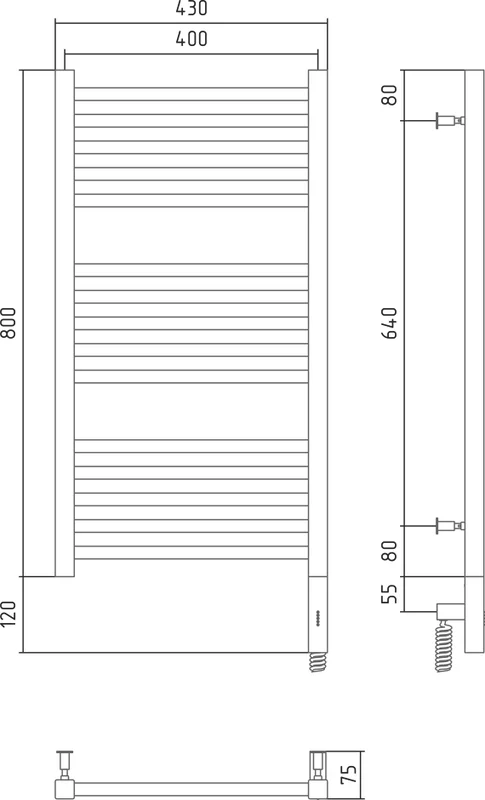 Полотенцесушитель электрический Сунержа Модус 3.0 40x80 см правый черный матовый - фото 4