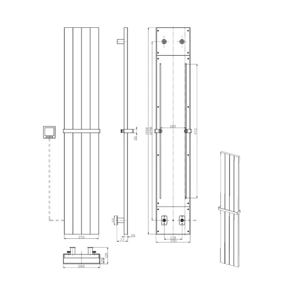 Полотенцесушитель электрический Boheme Flat 25х150 см графит глянцевый - фото 2