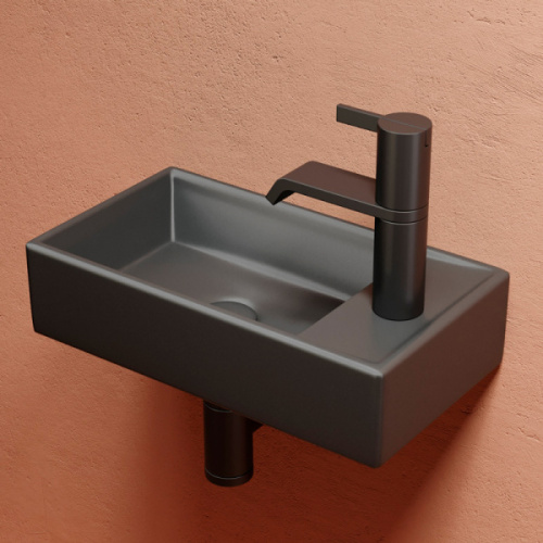 Раковина Ceramica Nova Element 40 см чаша слева темный антрацит матовый - фото 4