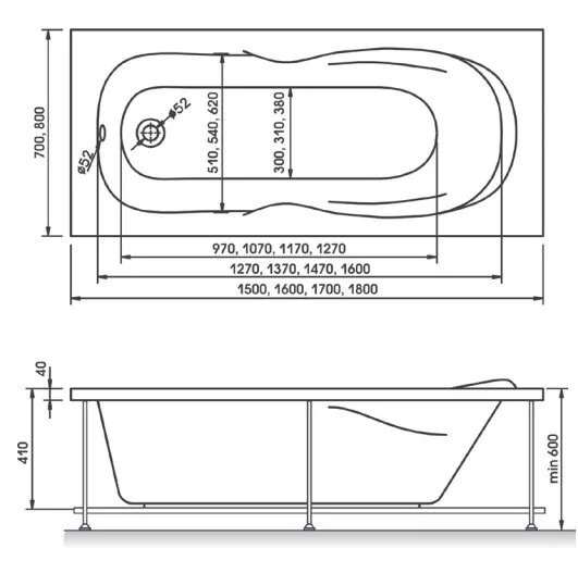 Акриловая ванна Relisan Neonika 170 х 70 см, цвет белый, Гл000000964 - фото 3