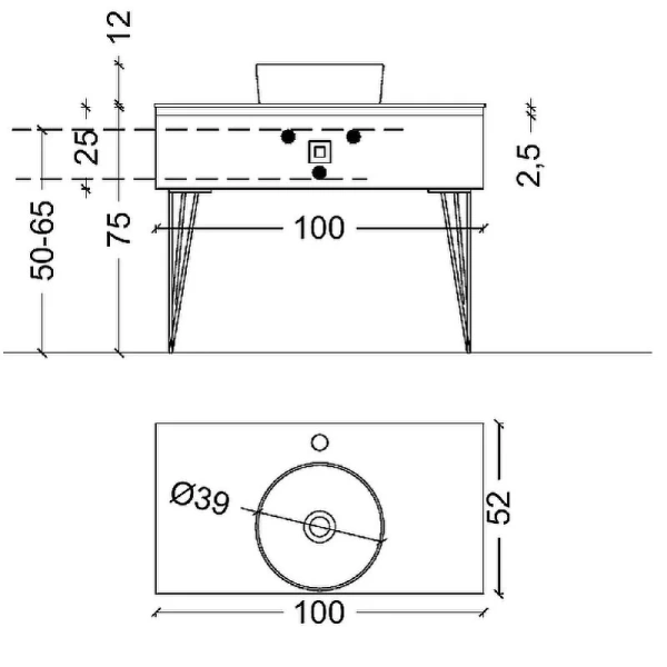 Тумба с раковиной напольная Boheme Lucido 770-100-BL 100 см насыщенный синий, высокие ножки - фото 2