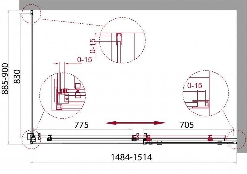 Душевой уголок BelBagno Acqua 150х90 см профиль черный - фото 3