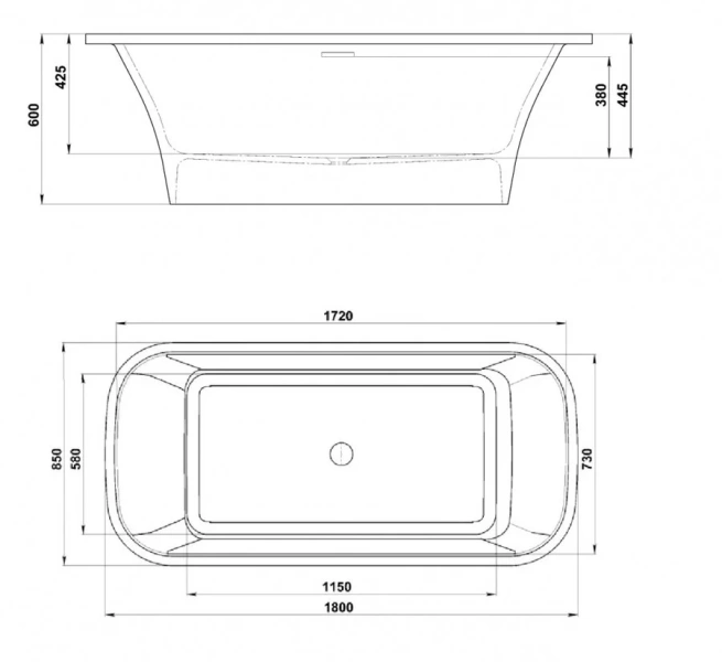 Ванна из искусственного камня Jacob Delafon Elite E6D364RU-00, 180 x 85 см, слив-перелив в комплекте, белая - фото 2
